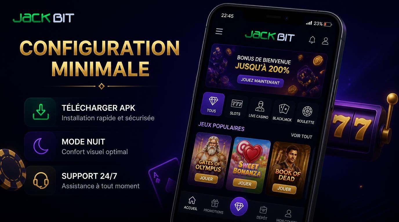 Interface de Jackbit en mode sombre, exigences techniques claires